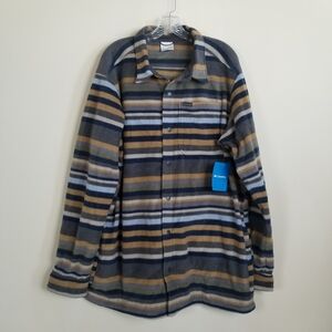 Columbia Steens Mountain Striped Fleece Shirt Jacket Large Tall NWT